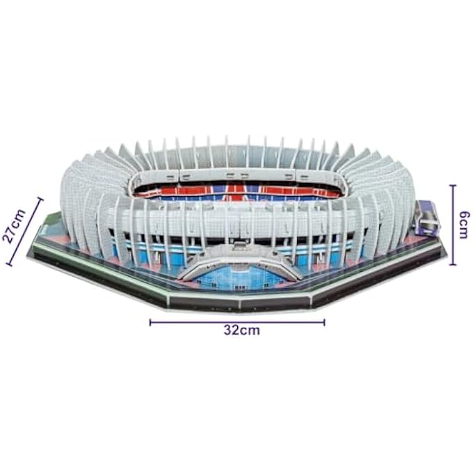 PUZZLME PARC DES PRINCES STADIUM 3D PUZZLE  PARIS SAINT GERMAIN ARENA ASSEMBLY BUILDING KIT - AUTHENTIC & REALISTIC DETAILING, NO TOOLS REQUIRED - PUZZLES FOR ADULTS & KIDS - 32X27X6CM, 123-PIECES - Image 4